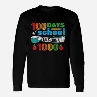 100 Days Of School For Students Teachers Long Sleeve T-Shirt - Seseable