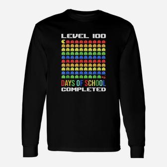 100th Day Of School Gamer For Teacher Retro Gaming Long Sleeve T-Shirt - Seseable