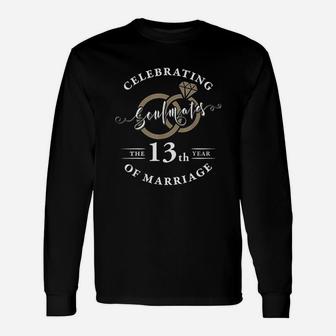 13th Wedding Anniversary 13 Years Of Marriage Long Sleeve T-Shirt - Seseable
