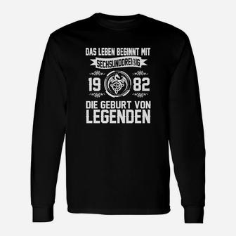 16. Geburtstag 1982 Legenden Langarmshirts, Schwarz mit Aufdruck - Seseable