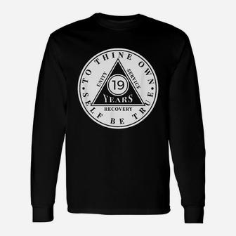 19 Years Sober Nineteen Years Sobriety Anniversary Long Sleeve T-Shirt - Seseable