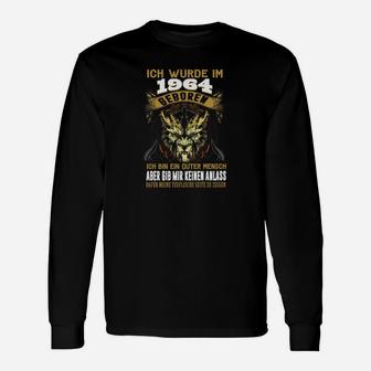 1964 Geboren Teuflische Seite Langarmshirts, Nostalgisches Retro Tee - Seseable