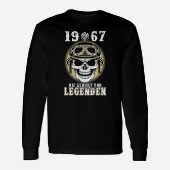 1967 Geburt von Legenden Langarmshirts für Herren, Totenkopf & Pilotenhelm Design - Seseable