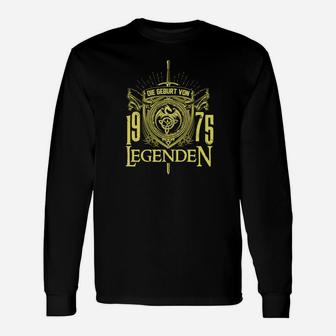 1975 Legenden Schwarzes Langarmshirts, Retro Geburtsjahr Design - Seseable