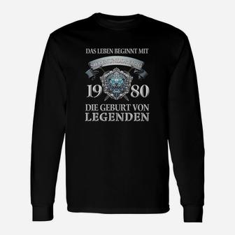 1980 Geburt von Legenden Schwarzes Langarmshirts, Retro Motiv - Seseable