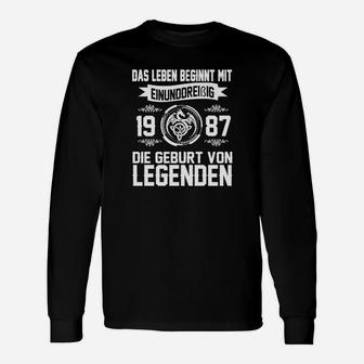 1987 Geburtsjahr Legenden Langarmshirts, Schwarz | Motto für Geburtstag - Seseable