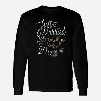 20 Years Marriage 20th Year Wedding Anniversary Long Sleeve T-Shirt - Seseable
