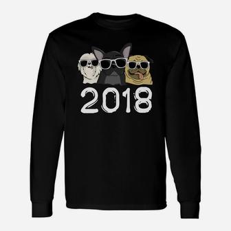 2018 Year Of The Dog New Year French Bulldog Pug Long Sleeve T-Shirt - Seseable