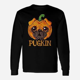 Pugkin Pug Pumpkin Thanksgiving Kids Boys Halloween Unisex Long Sleeve