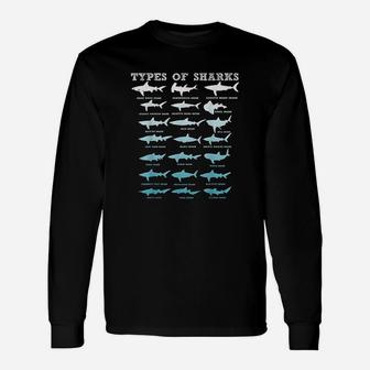 21 Types Of Sharks Marine Biology Long Sleeve T-Shirt - Seseable