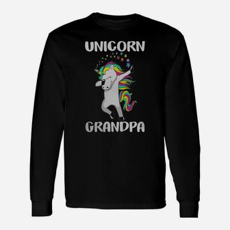40 Familycute Grandpa Unicorn Dabbing Birthday T-shirt For Men Long Sleeve T-Shirt - Seseable