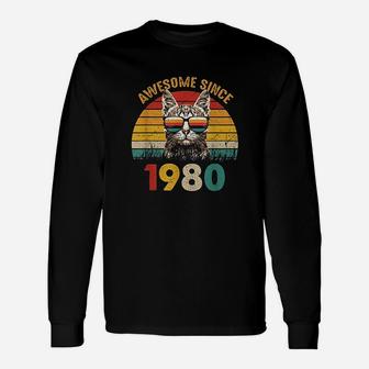 41st Birthday Vintage Cat Long Sleeve T-Shirt - Seseable