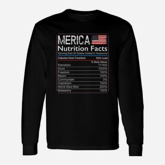 4th Of July Proud American Merica Nutrition Facts Long Sleeve T-Shirt - Seseable
