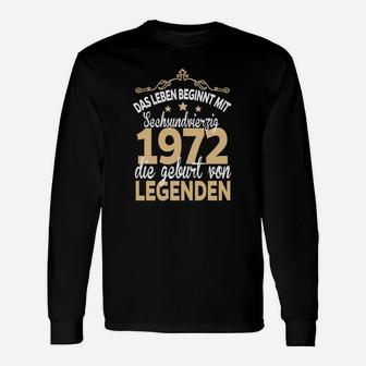 50. Geburtstag 1972 Legenden Langarmshirts, Jahrgang Retro Design - Seseable