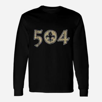 504 New Orleans Football Vintage Nola Saint 504 Long Sleeve T-Shirt - Seseable