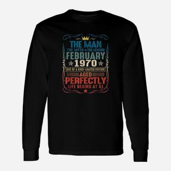 52nd Years Old Vintage February 1970 Vintage 1970 Long Sleeve T-Shirt - Seseable