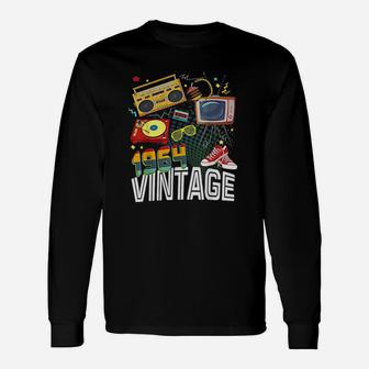 58th Birthday 58 Years Old Vintage 1964 Retro 80s 90s Style Long Sleeve T-Shirt - Seseable