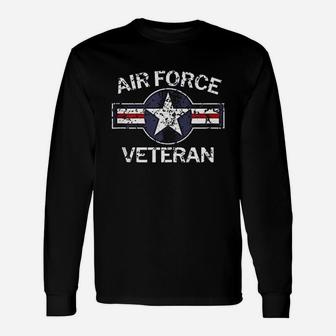 Air Force Veteran With Vintage Roundel Grunge Long Sleeve T-Shirt - Seseable