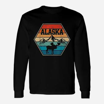 Alaska Usa Mountain Hiking Vintage Retro Long Sleeve T-Shirt - Seseable