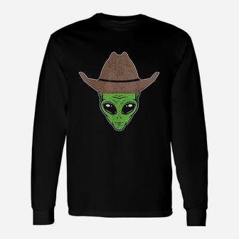 Alien Cowboy Hat Halloween For Outer Space Lover Long Sleeve T-Shirt - Seseable