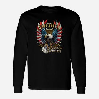 America Love It Or Leave It Patriotic Eagle Long Sleeve T-Shirt - Seseable