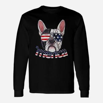 America Patrotic French Bulldog Long Sleeve T-Shirt - Seseable