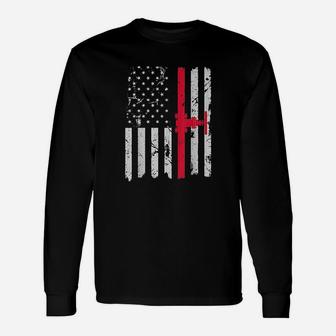 American Flag Fathers Day For Pipefitter Long Sleeve T-Shirt - Seseable