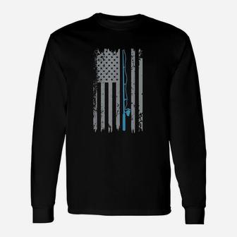 American Flag Fishing Vintage Fishing Long Sleeve T-Shirt - Seseable
