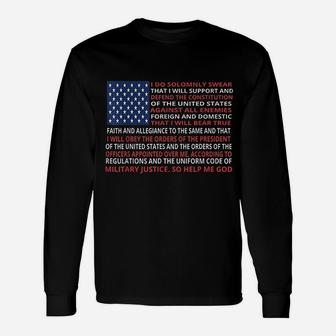 American Flag Military Oath Of Enlistment Print Dd214 Alumni Long Sleeve T-Shirt - Seseable