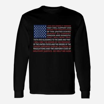 American Flag Military Oath Of Enlistment Long Sleeve T-Shirt - Seseable