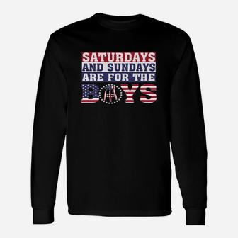 American Flag Saturdays And Sundays Are For The Boys Long Sleeve T-Shirt - Seseable