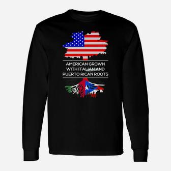 American Grown With Italian And Puerto Rican Roots T-shirt Long Sleeve T-Shirt - Seseable