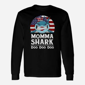 American Momma Shark Mother Long Sleeve T-Shirt - Seseable