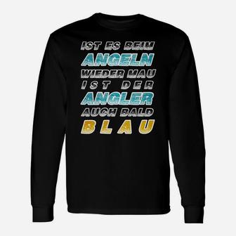 Angler-Slogan Langarmshirts Schwarz - Beim Angeln bald der Angler blau - Seseable