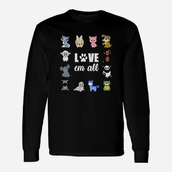 Animal Lover Cat Dog Love Paw Print Pet Rescue Adoption Long Sleeve T-Shirt - Seseable