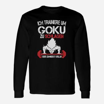 Anime-Inspiriertes Fitness Langarmshirts, Motivation Goku & Krillin - Seseable