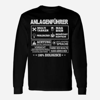 Anlagenführer Langarmshirts Schwarz, Multitasking & Sarkasmus, Bier & Kaffee - Seseable