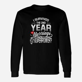 Anniversary 2nd 2 Years Wedding Marriage Long Sleeve T-Shirt - Seseable