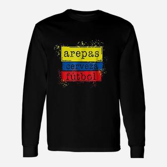 Arepas Cerveza Futbol Colombian Flag Soccer Jersey 2018 Long Sleeve T-Shirt - Seseable