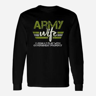 Army Veteran Wife Pink Army Wife Long Sleeve T-Shirt - Seseable