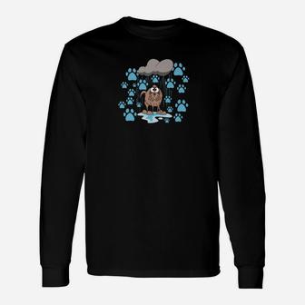 Art Dog In The Rain Paw Print, gifts for dog lovers Long Sleeve T-Shirt - Seseable