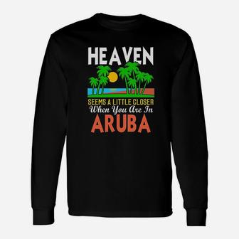 Aruba Souvenir Tropical Tree Palm Beach Aruba Long Sleeve T-Shirt - Seseable