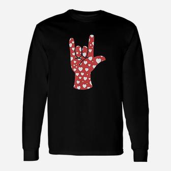 Asl Sign Language Heart I Love You Valentines Day Long Sleeve T-Shirt - Seseable
