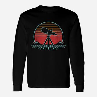 Astronomy Telescope Retro Space Science Vintage 80s Long Sleeve T-Shirt - Seseable