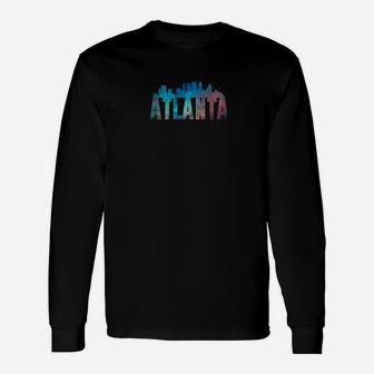 Atlanta City Skyline Ga Pride Vintage Vacation Souvenir Long Sleeve T-Shirt - Seseable