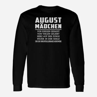 August-Geborene Damen Schwarzes Langarmshirts mit Spruch - Seseable