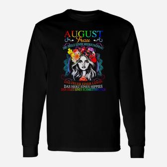 August-Geburtstags-Langarmshirts für Damen, Blumen & Hippie-Design - Seseable