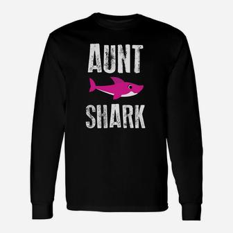 Aunt Shark Future Nephew Niece Relatives Long Sleeve T-Shirt - Seseable