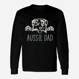 Aussie Dad With Australian Shepherd Dog Long Sleeve T-Shirt - Seseable