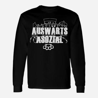 Auswärts Assozial Herren Langarmshirts, Stadion-Druck für Fußballfans - Seseable